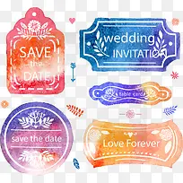 混色水彩婚礼徽章矢量图-空若网 混色水彩婚礼徽章矢量图-空若网