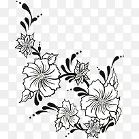 手绘黑白花朵-空若网 手绘黑白花朵-空若网