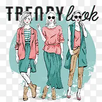 时尚潮流女性插画矢量素材-空若网 时尚潮流女性插画矢量素材-空若网