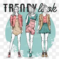 时尚潮流女性插画矢量素材-空若网 时尚潮流女性插画矢量素材-空若网
