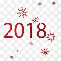 卡通雪花红色新年数字2018-空若网 卡通雪花红色新年数字2018-空若网