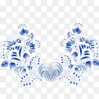 蓝色对称缠绕的花藤矢量素材-空若网 蓝色对称缠绕的花藤矢量素材-空若网