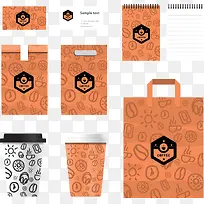 矢量橙色花纹咖啡杯-空若网 矢量橙色花纹咖啡杯-空若网