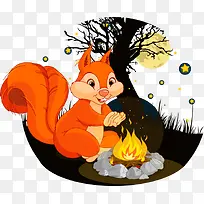 烤火的松鼠-空若网 烤火的松鼠-空若网