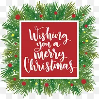 绿色松树枝装饰圣诞边框-空若网 绿色松树枝装饰圣诞边框-空若网