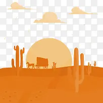 野生西方背景与橙色调马车-空若网 野生西方背景与橙色调马车-空若网
