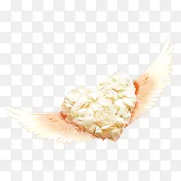 带翅膀的白色玫瑰花瓣的心形-空若网 带翅膀的白色玫瑰花瓣的心形-空若网