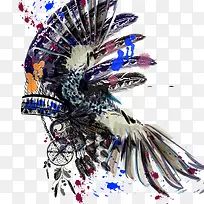 水墨羽毛印弟安帽子-空若网 水墨羽毛印弟安帽子-空若网