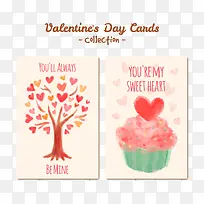 2款水彩情人卡片矢量素材-空若网 2款水彩情人卡片矢量素材-空若网