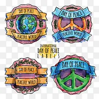水彩和平纪念日徽章-空若网 水彩和平纪念日徽章-空若网