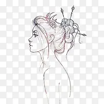 手绘唯美创意人物头像插画-空若网 手绘唯美创意人物头像插画-空若网