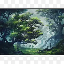 森林景观动漫插画-空若网 森林景观动漫插画-空若网