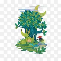 清新手绘森林png设计素材-空若网 清新手绘森林png设计素材-空若网