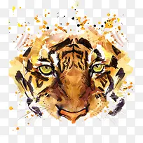 凶猛老虎水彩画免抠素材-空若网 凶猛老虎水彩画免抠素材-空若网