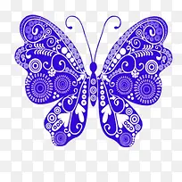 蓝色翅膀花纹蝴蝶元素-空若网 蓝色翅膀花纹蝴蝶元素-空若网