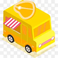 2.5D黄色餐饮车矢量插画-空若网 2.5D黄色餐饮车矢量插画-空若网