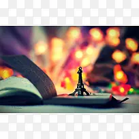 书籍上的铁塔模型海报背景-空若网 书籍上的铁塔模型海报背景-空若网