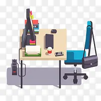 手绘扁平化办办公室一角-空若网 手绘扁平化办办公室一角-空若网