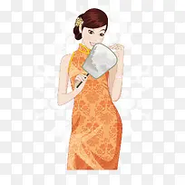 古典旗袍美女矢量素材-空若网 古典旗袍美女矢量素材-空若网