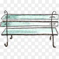 手绘绿色长凳插画-空若网 手绘绿色长凳插画-空若网