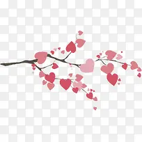 卡通矢量装饰插图树枝与爱心树叶-空若网 卡通矢量装饰插图树枝与爱心树叶-空若网