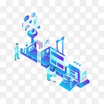 2.5D矢量操作流程插画-空若网 2.5D矢量操作流程插画-空若网