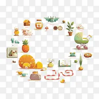 卡通平铺物件-空若网 卡通平铺物件-空若网