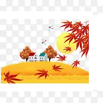 卡通韩国秋天风景矢量素材2-空若网 卡通韩国秋天风景矢量素材2-空若网