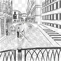 手绘威尼斯景色-空若网 手绘威尼斯景色-空若网