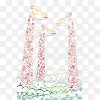 水彩长颈鹿-空若网 水彩长颈鹿-空若网