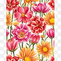 绚烂花卉无缝背景矢量图-空若网 绚烂花卉无缝背景矢量图-空若网