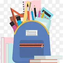 装满文具的蓝色书包-空若网 装满文具的蓝色书包-空若网