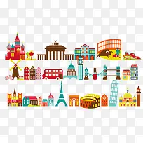 手绘多彩世界著名建筑-空若网 手绘多彩世界著名建筑-空若网