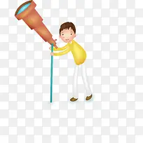 手绘望远镜男孩-空若网 手绘望远镜男孩-空若网