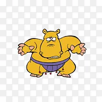卡通手绘夸张的犀牛相扑-空若网 卡通手绘夸张的犀牛相扑-空若网