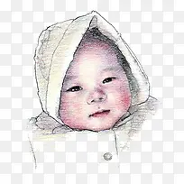 手绘素描婴儿插画-空若网 手绘素描婴儿插画-空若网