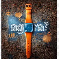 橙色手绘粉笔画手表海报背景-空若网 橙色手绘粉笔画手表海报背景-空若网