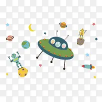 蓝绿色的太空外星飞船-空若网 蓝绿色的太空外星飞船-空若网