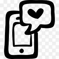 手机心脏通知消息图标-空若网 手机心脏通知消息图标-空若网