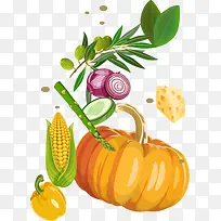 南瓜玉米蔬菜PNG矢量素材-空若网 南瓜玉米蔬菜PNG矢量素材-空若网