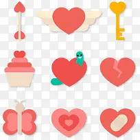 可爱扁平粉红爱情贴纸-空若网 可爱扁平粉红爱情贴纸-空若网