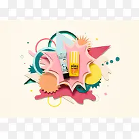 米色背景彩色化妆品-空若网 米色背景彩色化妆品-空若网