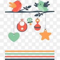 可爱树枝上彩色小鸟-空若网 可爱树枝上彩色小鸟-空若网