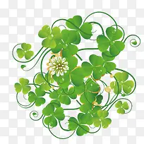 矢量绿色四叶草藤蔓装饰背景-空若网 矢量绿色四叶草藤蔓装饰背景-空若网