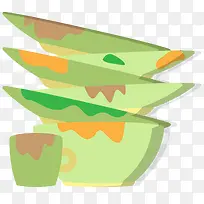 盘子碗矢量卡通风格-空若网 盘子碗矢量卡通风格-空若网