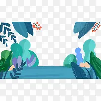 手绘卡通绿色水彩叶子banner-空若网 手绘卡通绿色水彩叶子banner-空若网
