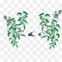 装饰树枝燕子免抠图片-空若网 装饰树枝燕子免抠图片-空若网
