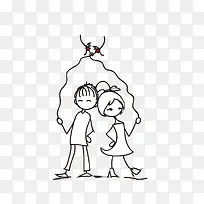 卡通抽象小情侣-空若网 卡通抽象小情侣-空若网