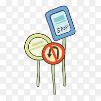 手绘各种停车标志-空若网 手绘各种停车标志-空若网