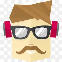 潮流戴眼镜男性头像设计矢量素材-空若网 潮流戴眼镜男性头像设计矢量素材-空若网